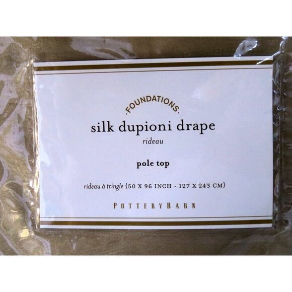 2 NEW Pottery Barn Silk Dupioni Drapes 50x96 Pole Top Curtains Parchment - Picture 3 of 6